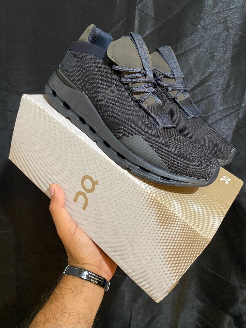 On Running Black Low-Top Knit Athletic Sneakers